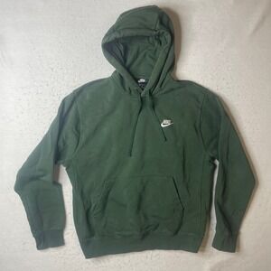 Nike Club Fleece Hoodie Pullover Sweatshirt Dark Green Men's Size M